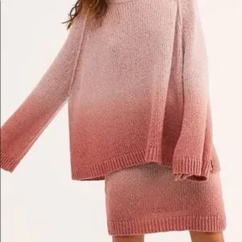 Free People Pink Ombre Sweater and Skirt Set